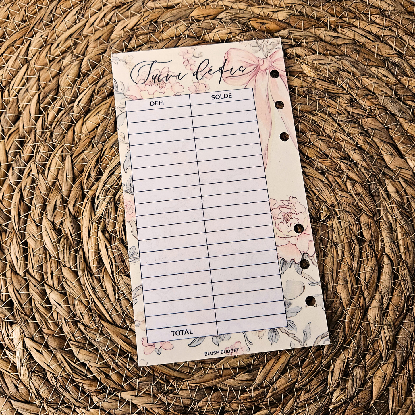 Pages de suivi perforées | Classiques Blush Budget