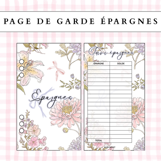 Pages de suivi perforées | Epargnes